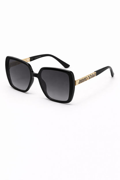 Black Metal-Accent Square Sunglasses