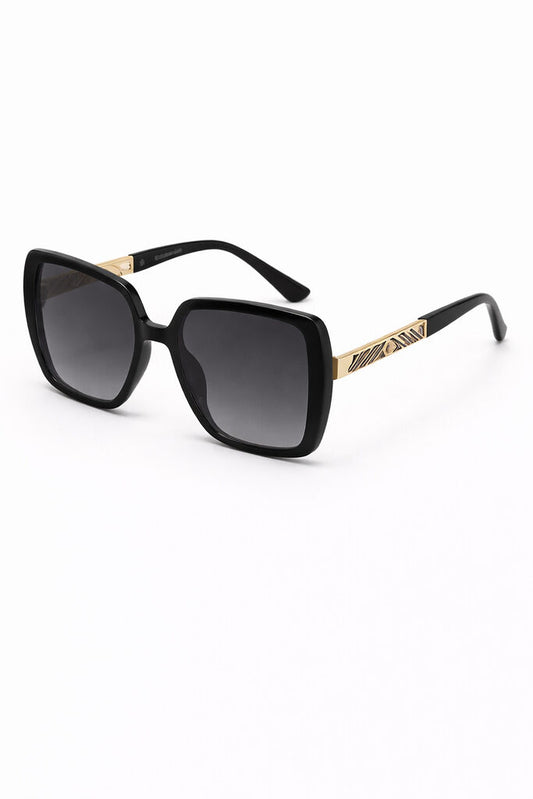 Black Metal-Accent Square Sunglasses