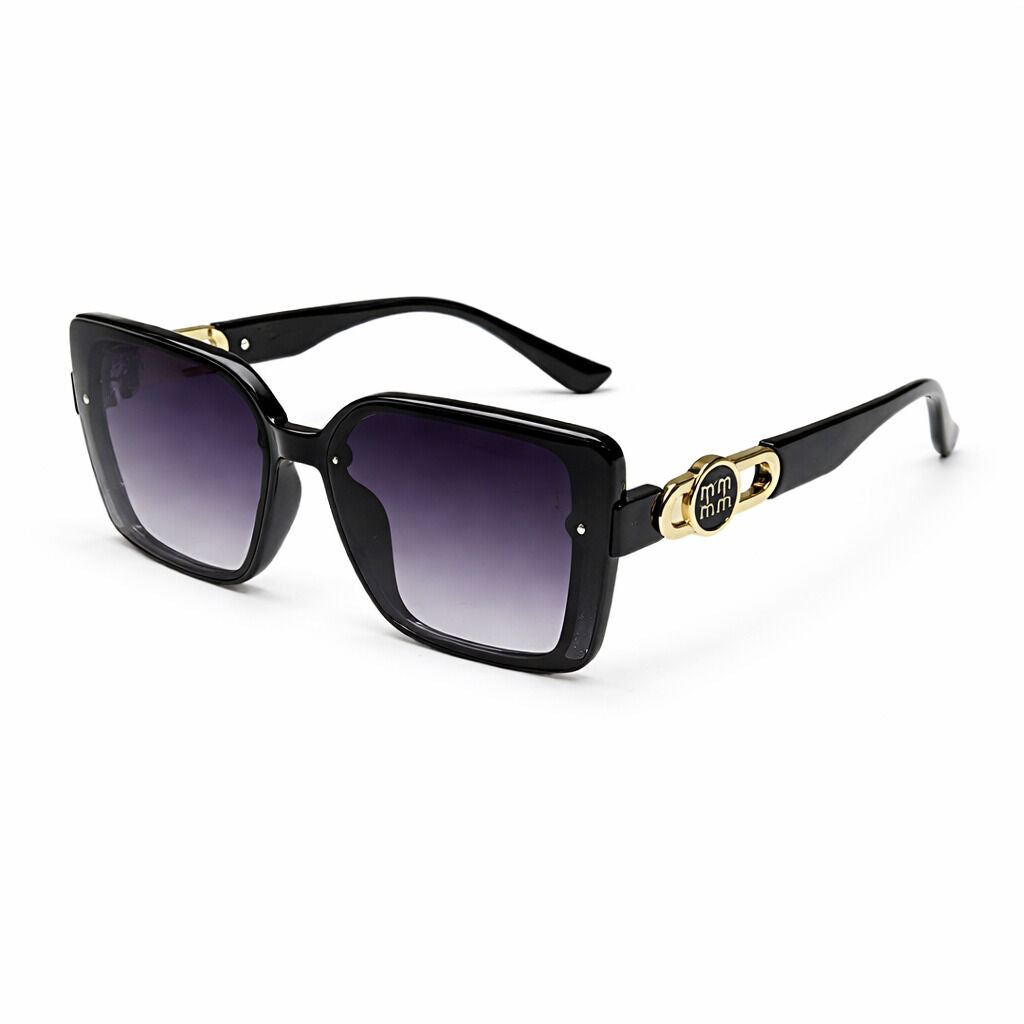 Black Acetate Square Sunglasses with Gradient Lenses