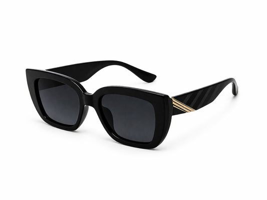 Black Acetate Square Sunglasses with Gradient Lenses