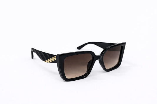 Black Geometric Sunglasses with Gold Detail