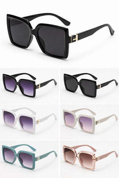 Black Geometric Sunglasses with Gold Detail