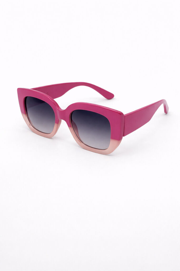 Pink Gradient Square Sunglasses with Bold Frame
