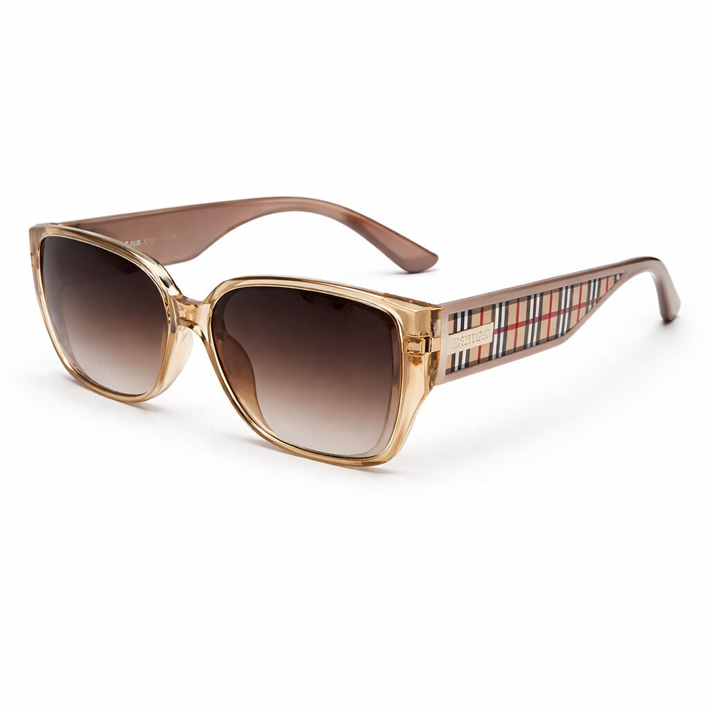 Black Plaid Accent Sunglasses with Gradient Lenses