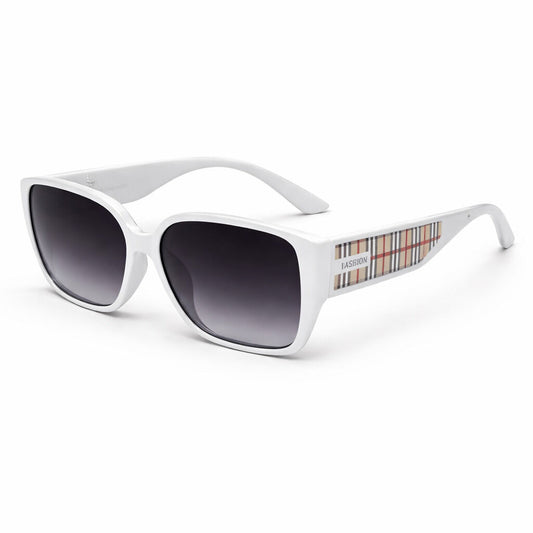 Black Plaid Accent Sunglasses with Gradient Lenses
