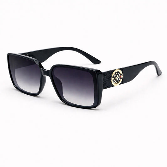 Black Gradient Lens Sunglasses with Gold Accent