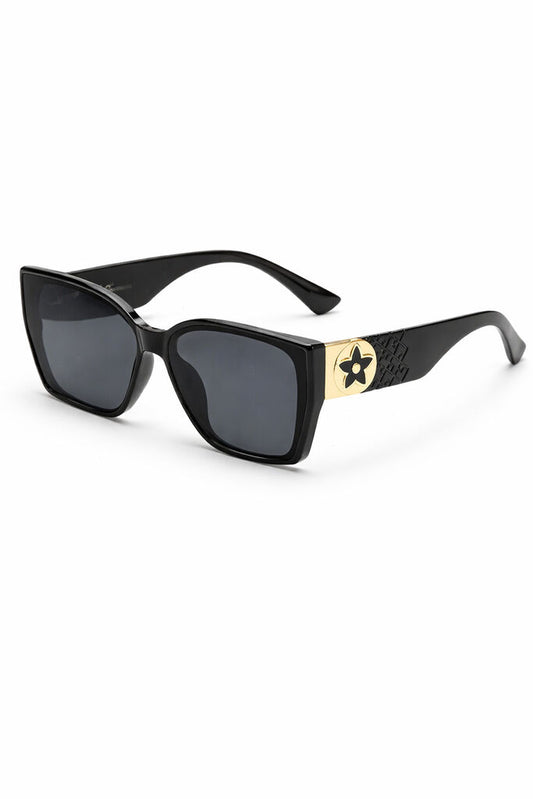Black Gradient Lens Sunglasses with Gold Accent