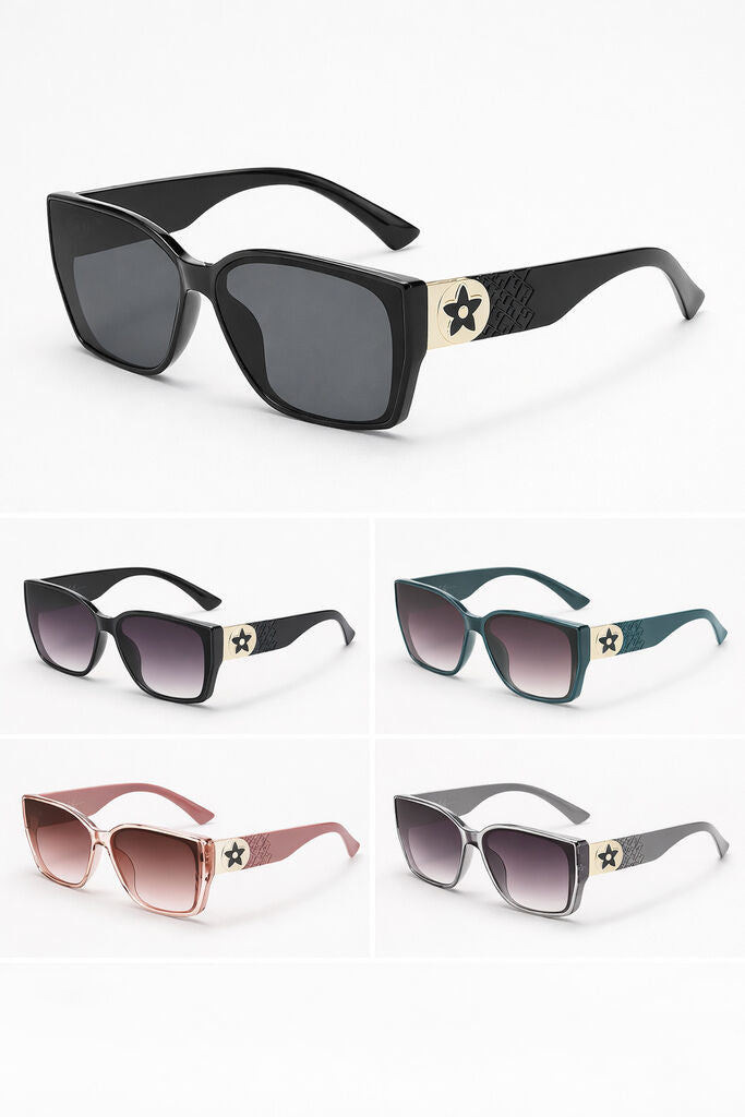 Black Gradient Lens Sunglasses with Gold Accent
