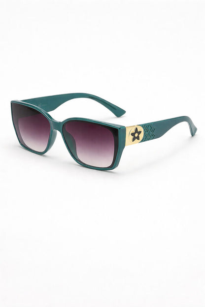 Black Gradient Lens Sunglasses with Gold Accent