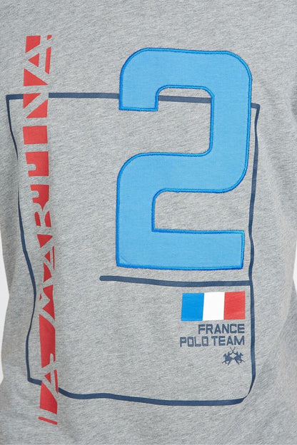 Gray Cotton Graphic T-Shirt with Bold Print