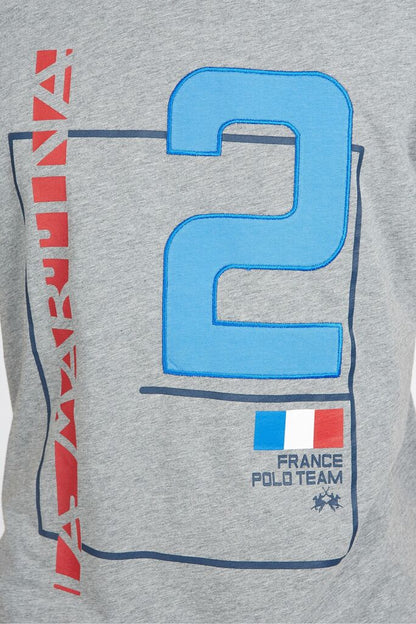 Gray Cotton Graphic T-Shirt with Bold Print