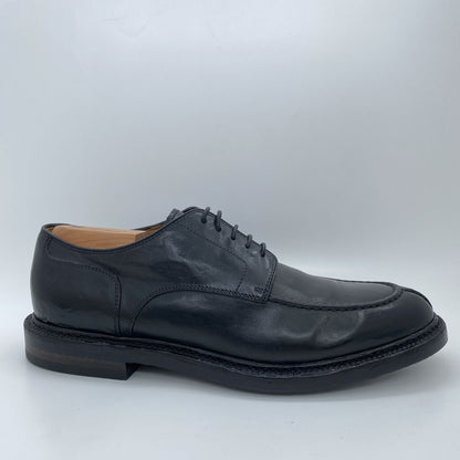 Black Leather Oxford Shoe with Stitched Detail