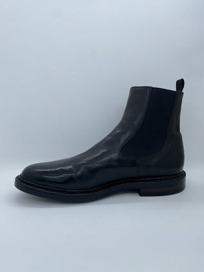 Black Leather Chelsea Boot with Elastic Side Panels