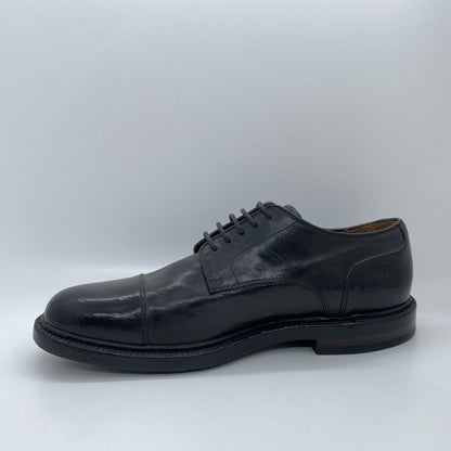 Black Leather Oxford Cap-Toe Shoe