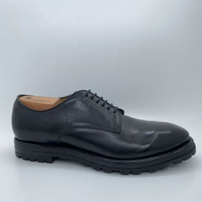 Black Leather Derby Shoes with Rugged Sole