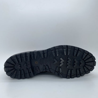 Black Leather Derby Shoes with Rugged Sole