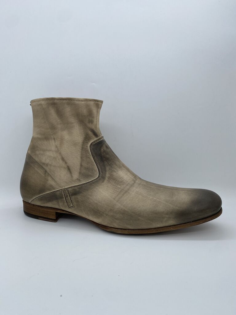 Taupe Distressed Ankle Boot with Sleek Silhouette