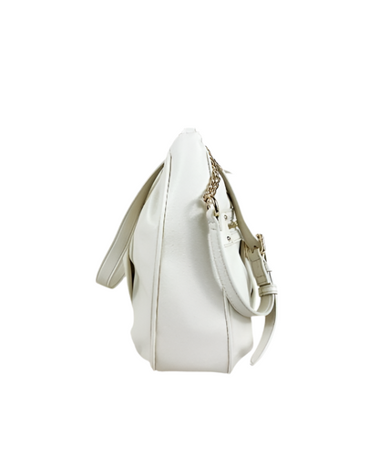 White Pleated Shoulder Bag with Twin Pockets