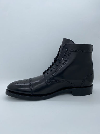Black Brogue Leather Ankle Boot