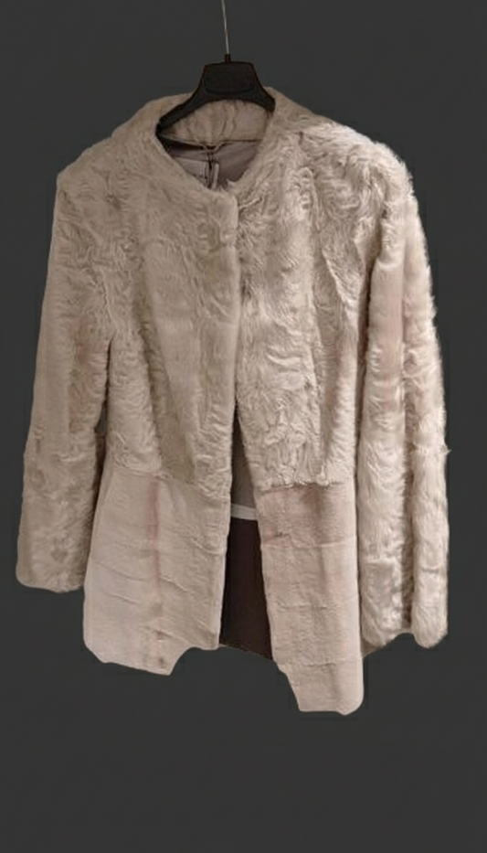 Cream Textured Coat with Elegant Detailing