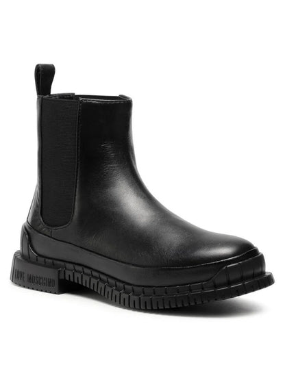 Black Textured Chelsea Boots with Chunky Sole