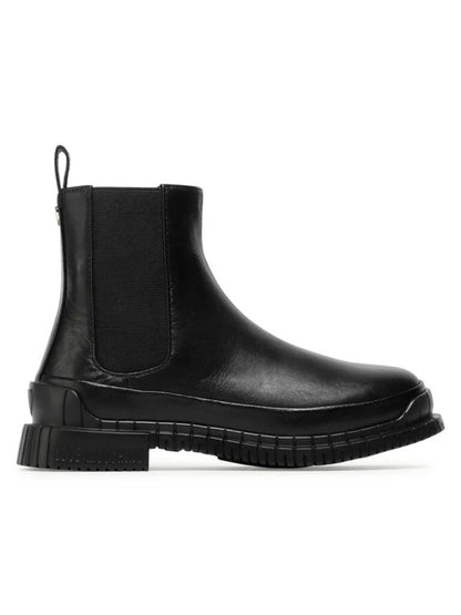 Black Textured Chelsea Boots with Chunky Sole