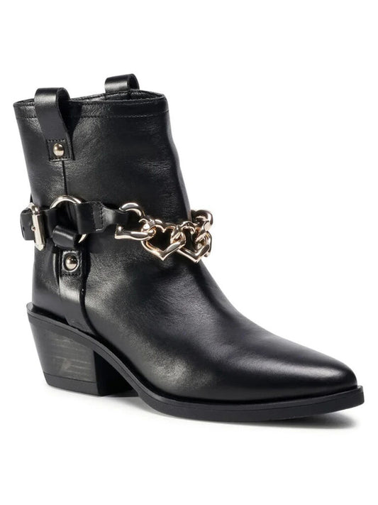 Black Ankle Boot with Chain Detail
