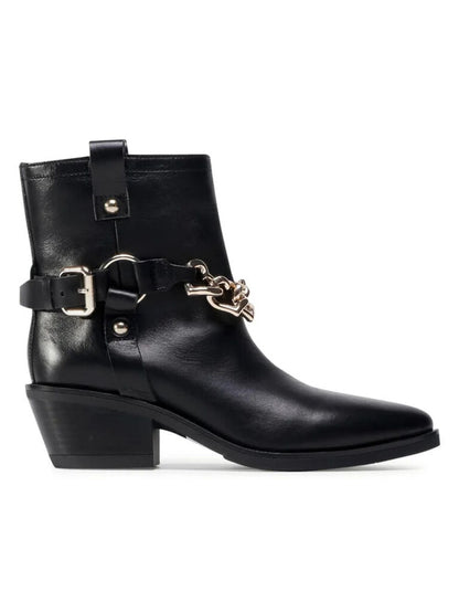 Black Ankle Boot with Chain Detail