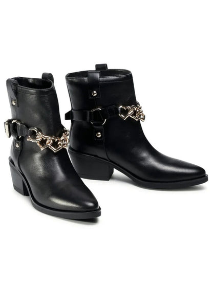 Black Ankle Boot with Chain Detail