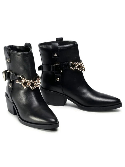 Black Ankle Boot with Chain Detail