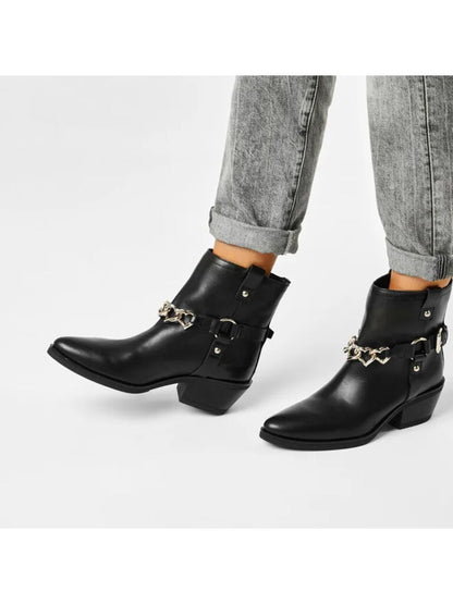 Black Ankle Boot with Chain Detail