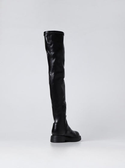 Black Over-the-Knee Boots with Logo Detail