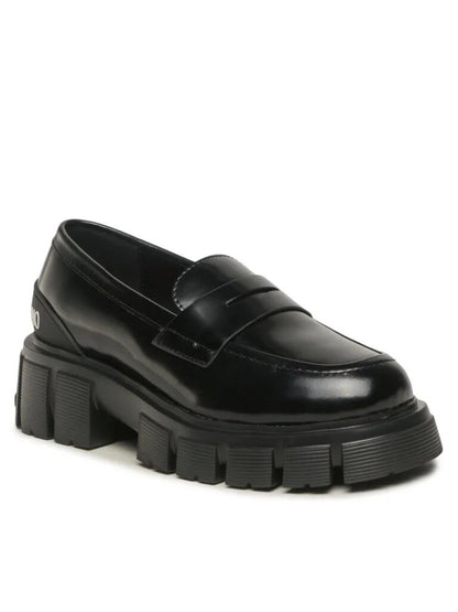 Black Glossy Penny Loafer with Chunky Sole