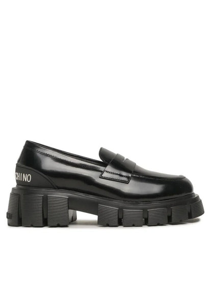 Black Glossy Penny Loafer with Chunky Sole