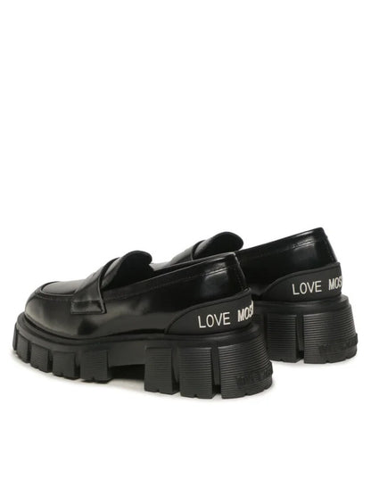 Black Glossy Penny Loafer with Chunky Sole