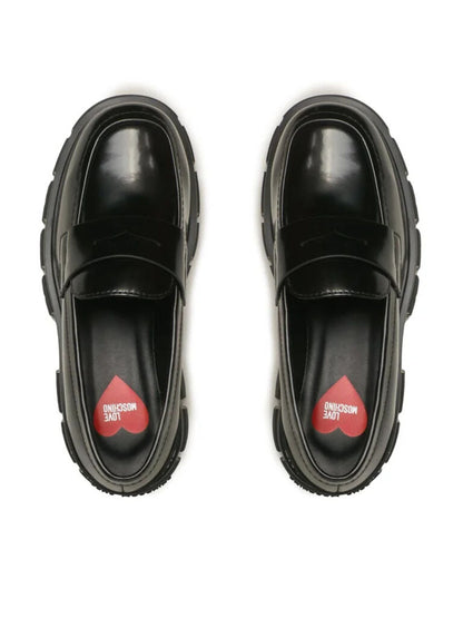 Black Glossy Penny Loafer with Chunky Sole