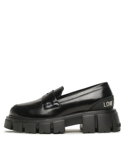 Black Glossy Penny Loafer with Chunky Sole