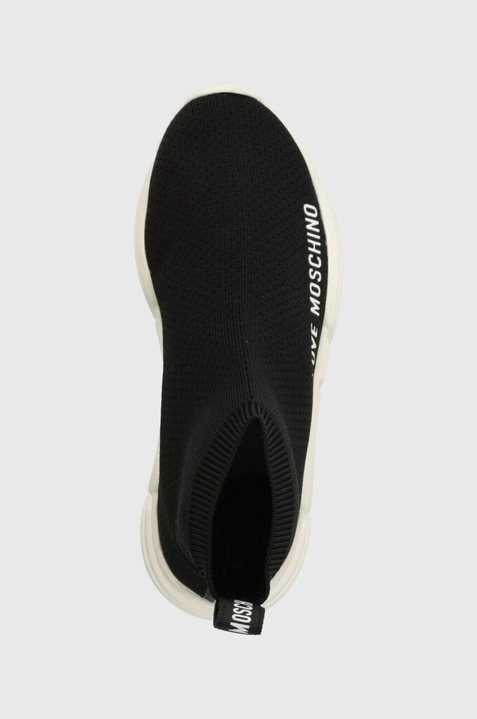 Black Knit Ankle Sneakers with Logo Detail