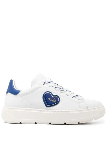 White Leather Sneakers with Heart Detail