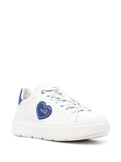 White Leather Sneakers with Heart Detail