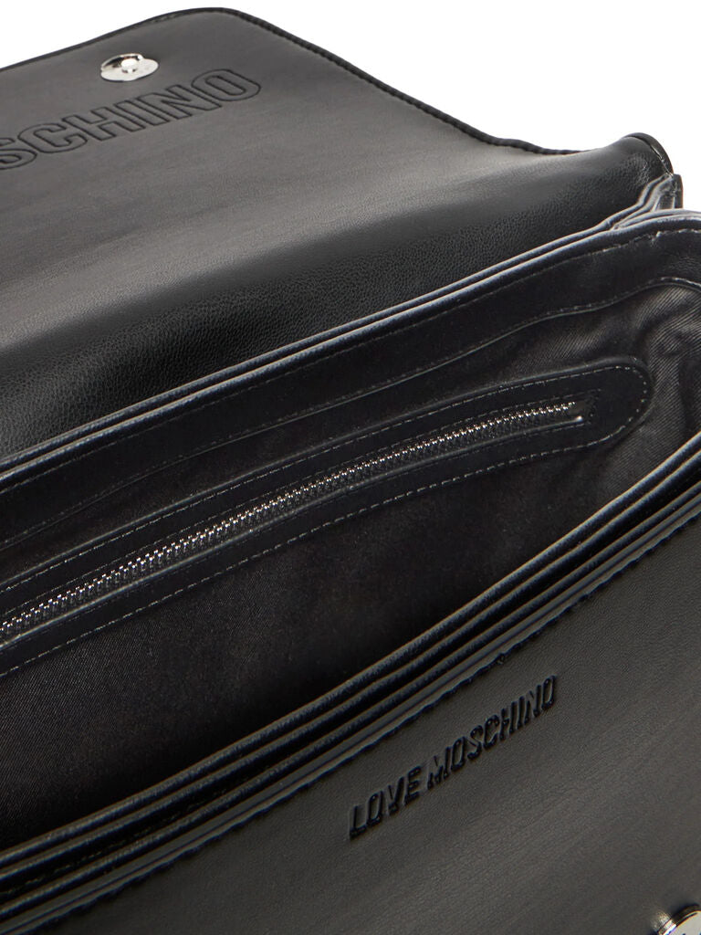 Black Quilted Shoulder Bag with Chain Strap