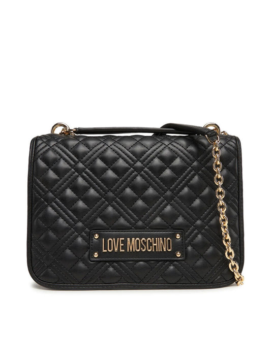 Black Quilted Crossbody Bag with Chain Strap