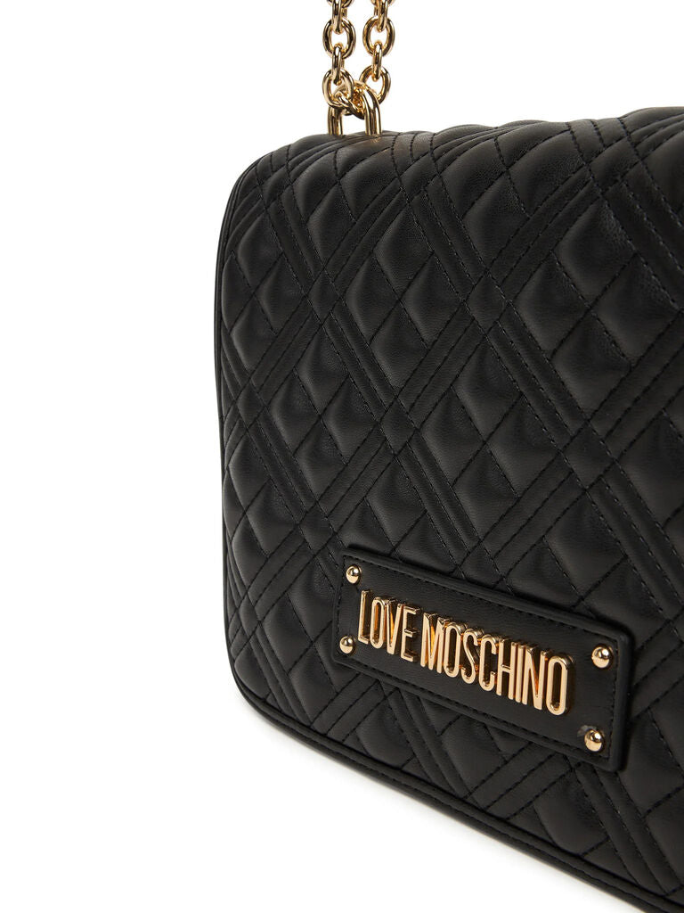 Black Quilted Crossbody Bag with Chain Strap