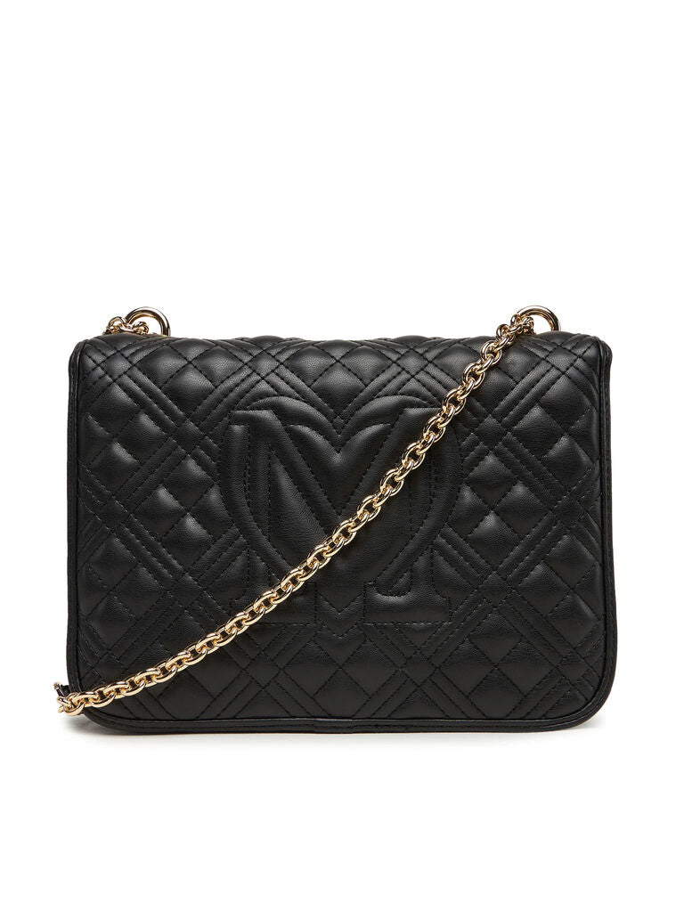 Black Quilted Crossbody Bag with Chain Strap
