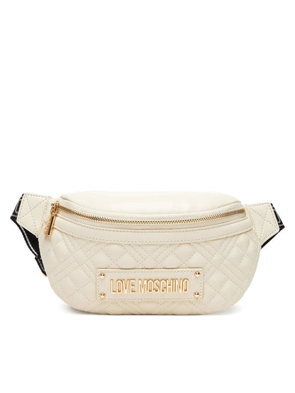 Ivory Quilted Belt Bag with Gold Hardware