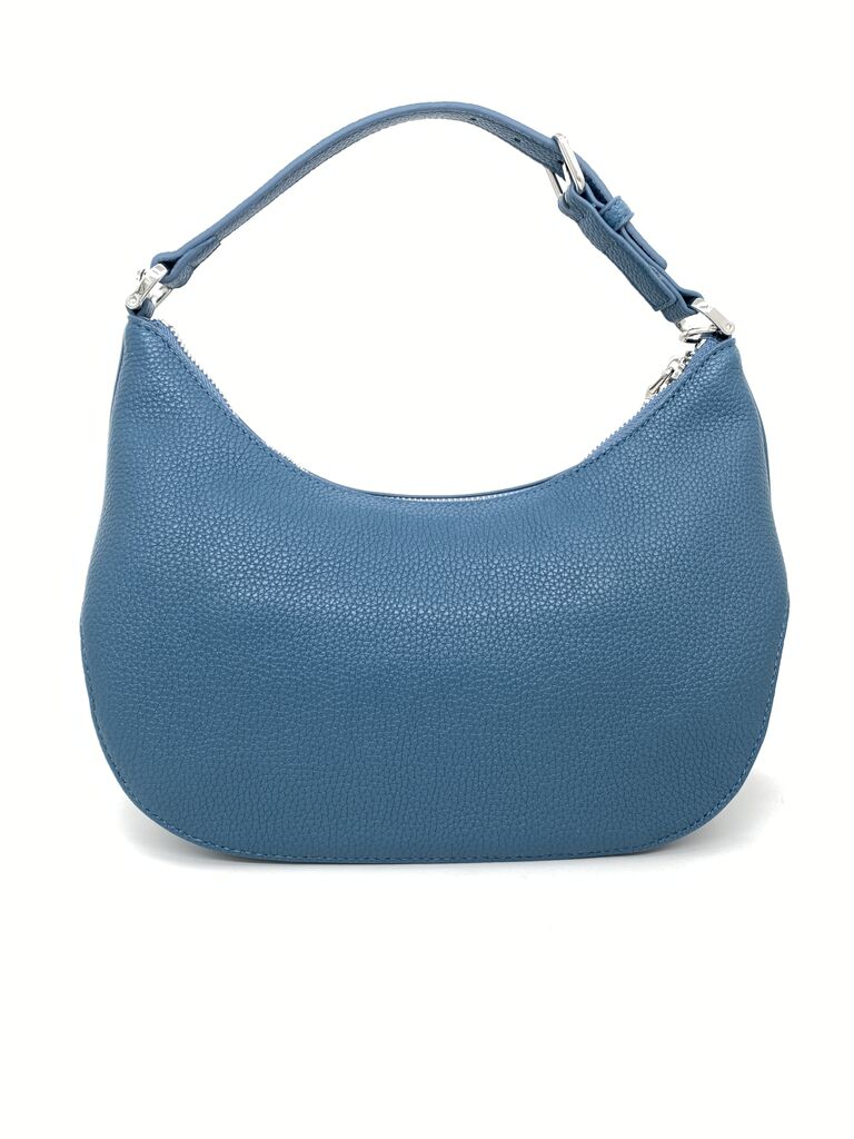 Blue Pebbled Hobo Bag with Adjustable Strap