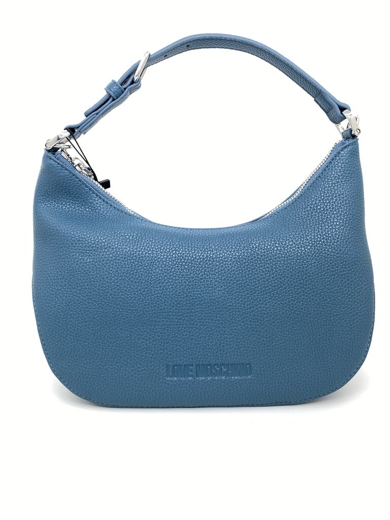 Blue Pebbled Hobo Bag with Adjustable Strap