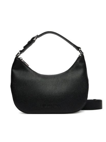 Black Textured Shoulder Bag with Adjustable Handle