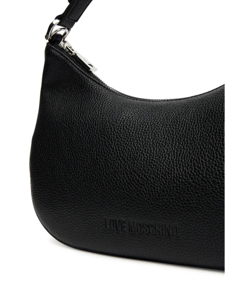 Black Textured Shoulder Bag with Adjustable Handle