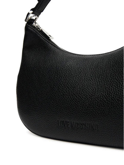 Black Textured Shoulder Bag with Adjustable Handle